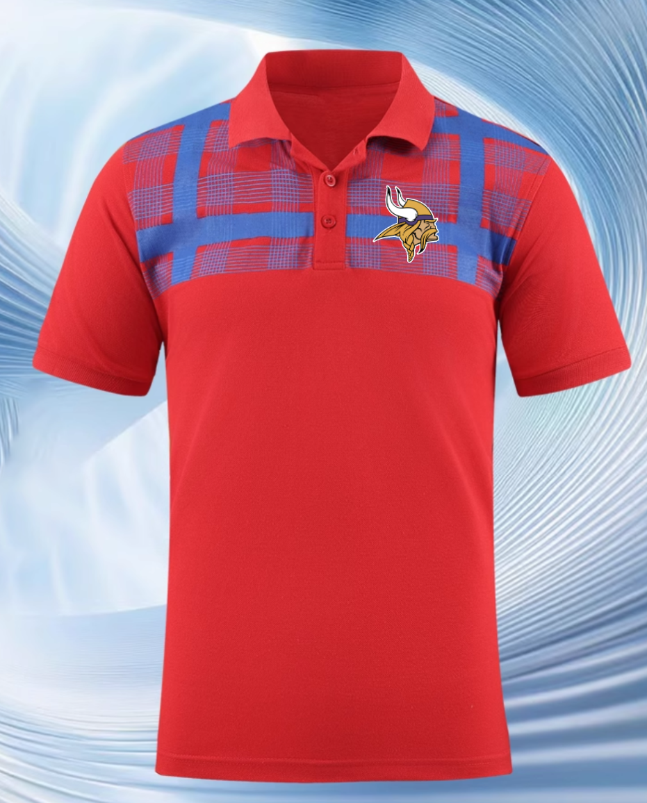 Minnesota Vikings red Men 2025 NFL polo T shirt->nfl t-shirts->Sports Accessory